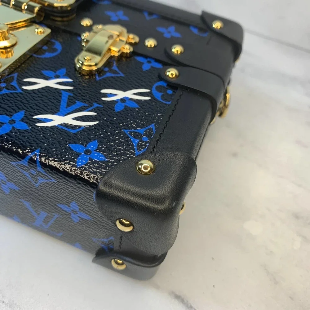 Louis Vuitton Petite Malle Trunk Crossbody shoulder bag Blue/Black Monogram LV